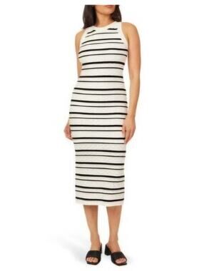Scotch & Soda Stripe Sleeveless Pointelle Knit Maxi Dress – NWT – White & Black